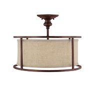 Capital Lighting 3914BB-458 Midtown Collection 3-Light Semi-Flush, Burnished Bronze Finish with Beige Fabric Shade...
