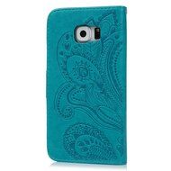Galaxy S6 Case,Samsung Galaxy S6 Case - Wallet Flip Stand Case Embossed Plants PU Leather Case Shockproof Soft... N13