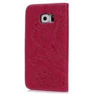 Galaxy S6 Case,Samsung Galaxy S6 Case - Wallet Flip Stand Case Embossed Plants PU Leather Case Shockproof Soft... N15