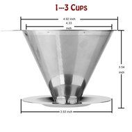 Pour Over Coffee Filter Paperless - STYDDI Stainless Steel Reusable Double Mesh Coffee Dripper with Stand , Coffee... N2