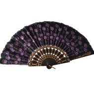Weixinbuy Chinese Retro Folding Hand Held Fabric Fan Embroidered Peacock Party Decor N7