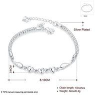 Fashion 925 Sterling Silver Women Charm Love Heart Beads Bracelet Bangle Jewelry N4