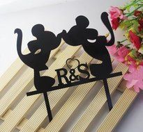 Mr &amp; Mrs Bride and Groom Silhouette Wedding Cake Topper Pick COVERED WITH A PROTECTIVE LAYER WHICH SHOULD BE TORN... N2