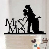 Mr &amp; Mrs Bride and Groom Silhouette Wedding Cake Topper Pick COVERED WITH A PROTECTIVE LAYER WHICH SHOULD BE TORN... N3