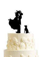 Mr &amp; Mrs Bride and Groom Silhouette Wedding Cake Topper Pick COVERED WITH A PROTECTIVE LAYER WHICH SHOULD BE TORN... N4