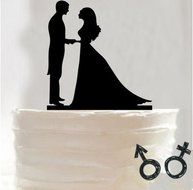 Mr &amp; Mrs Bride and Groom Silhouette Wedding Cake Topper Pick COVERED WITH A PROTECTIVE LAYER WHICH SHOULD BE TORN... N5