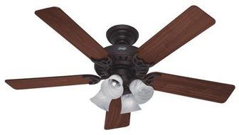 52 in. Studio Series Fan in New Bronze w 5 Walnut/Cherry Blades
