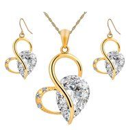 Jewelry Sets- Morenitor[TM] Gold Plated Austrian Crystal Heart Shape Necklace Earrings Set. N6