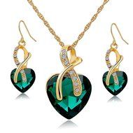 Jewelry Sets- Morenitor[TM] Gold Plated Austrian Crystal Heart Shape Necklace Earrings Set. N7