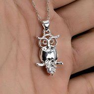 New Women Silver Owl Pendant Necklace Chain Jewelry Gift N3