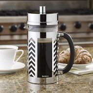 BonJour Coffee Glass and Stainless Steel French Press, 33.8-Ounce, Chevron N2
