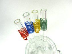 Hummingbird Glass Straws with Cleaning Brush (2 Pack), 8&quot; x 9.5mm, Blue N8
