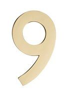 Architectural Mailboxes 3585PB-9 5 in. Brass Floating House Number 9, Polished Brass by ARCHITECTURAL MAILBOXES