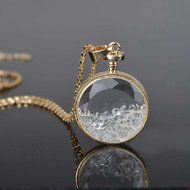 Fashion Round Floating Living Memory Crystal Charm Long Chain Pendant Necklace