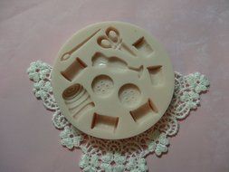Sewing Box Fashion Designer Set Silicone Mold By Oh! Sweet Art FDA Approved for Food N2