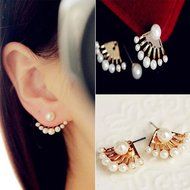 1Pair New Fashion Women Lady Elegant Pearl Rhinestone Ear Stud Earrings Jewelry N6