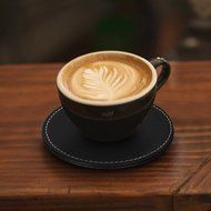 Willcome Set of 6 Leather Round Drink Coasters Cup Mats with Coaster Holder for Wine Beer or Any Beverage Use N7