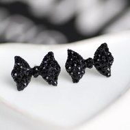 Fashion Women Cute Crystal Rhinestone Bow Ear Stud Bowknot Tie Earrings N4