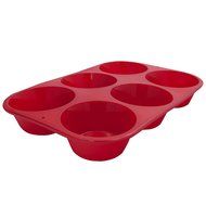 Marathon Housewares KW200010RD Premium Silicone 6 Cup Standard Size Muffin Pan, Red N2