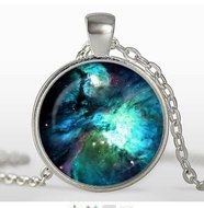 Orion Nebula Pendant, Galaxy Necklace, Silver Plated pendant, Universe Jewelry, Space