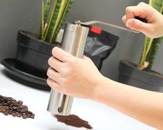 Kobblestone Manual Ceramic Burr Coffee Grinder Including Spoon - Mini Portable Coffee Bean Mill Stainless Steel...