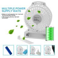 Topwell 4.3-Inch Mini USB 3 Speeds Rechargeable Portable Table Fan Electric Personal Fans 18650 Desktop Fan Hand... N10