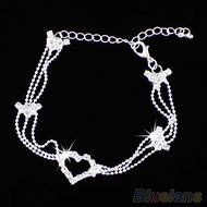New Charm Silver Plated Bead Anklet Ankle Bracelet Chain Crystal Fashion Jewelry N2