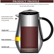 Homdox 8-Cup Cafetiere Stainless Steel Double-Wall Vacuum Insulated Coffee Maker And French Press with ABS Handle...