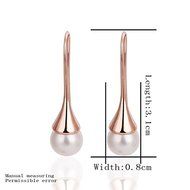 Women Simple 18K Rose Gold Filled Charm Pearl Dangle Drop Evening Prom Earrings N3