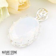 Special Price Rainbow Moonstone Gemstone Silver Necklace Pendants Jewlery Gift N5