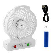 Topwell 4.3-Inch Mini USB 3 Speeds Rechargeable Portable Table Fan Electric Personal Fans 18650 Desktop Fan Hand... N12