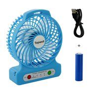 Topwell 4.3-Inch Mini USB 3 Speeds Rechargeable Portable Table Fan Electric Personal Fans 18650 Desktop Fan Hand... N15