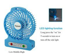 Topwell 4.3-Inch Mini USB 3 Speeds Rechargeable Portable Table Fan Electric Personal Fans 18650 Desktop Fan Hand... N17