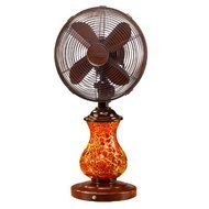 Deco Breeze DBF0672 Glass Table Fan, Rustic Crackle, 10-Inch