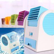 Office Portable Mini Fan Cooling Desktop Dual Bladeless USB Air Conditioner Green N9