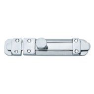 4 Satin CHROME Flat Slide Door Bolt 100mm with Keep and screws by HERITAGE BRASS