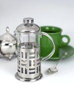 French Press Coffee Maker - Single Serve - Decorative Heat Resistant Glass – Stainless Steel Plunger