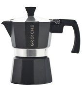 GROSCHE Milano Moka Stovetop Espresso Coffee Maker with Italian Safety Valve and Protection Handle, Black, 3 cup