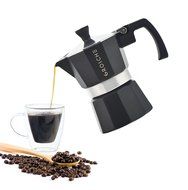 GROSCHE Milano Moka Stovetop Espresso Coffee Maker with Italian Safety Valve and Protection Handle, Black, 3 cup N2