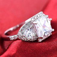 Womens Big Square Heart Zircon Ring 18K Gold Plated Bague Sanwood Jewelry Us 6-8 (7) N2