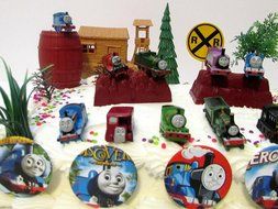 Thomas the Train Birthday Cake Topper Set Featuring Thomas, Hiro, James, Percy, Belle, Spencer and Other Thomas... N2