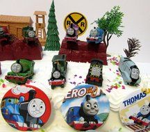 Thomas the Train Birthday Cake Topper Set Featuring Thomas, Hiro, James, Percy, Belle, Spencer and Other Thomas... N3