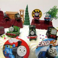 Thomas the Train Birthday Cake Topper Set Featuring Thomas, Hiro, James, Percy, Belle, Spencer and Other Thomas... N4