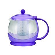 BonJour Tea "Prosperity" Borosilicate Glass Teapot with Plastic Frame, 42-Ounce, Black