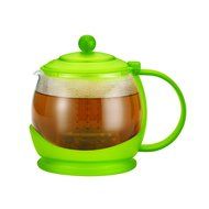 BonJour Tea "Prosperity" Borosilicate Glass Teapot with Plastic Frame, 42-Ounce, Black N2