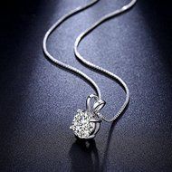 Fashion Womens Charm Jewelry Crystal Silver Plated Pendant Necklace Chain N2