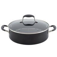 Anolon Advanced Hard Anodized Nonstick 5-1/2-Quart Covered Braiser with Rack. Gray