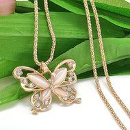 Rose Gold butterfly Pendant Necklace Stainless steel Fashion Women Jewelry gift N7