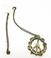 QTMY Fashion Antiwar Peace Sign Long statement Choker Necklace Jewelry Collar with Pendant chain for Women N6