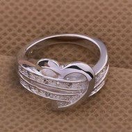 Fashion Women Lady Crystal CZ White Gold Plated GP Engagement Wedding Band Ring (6) N2